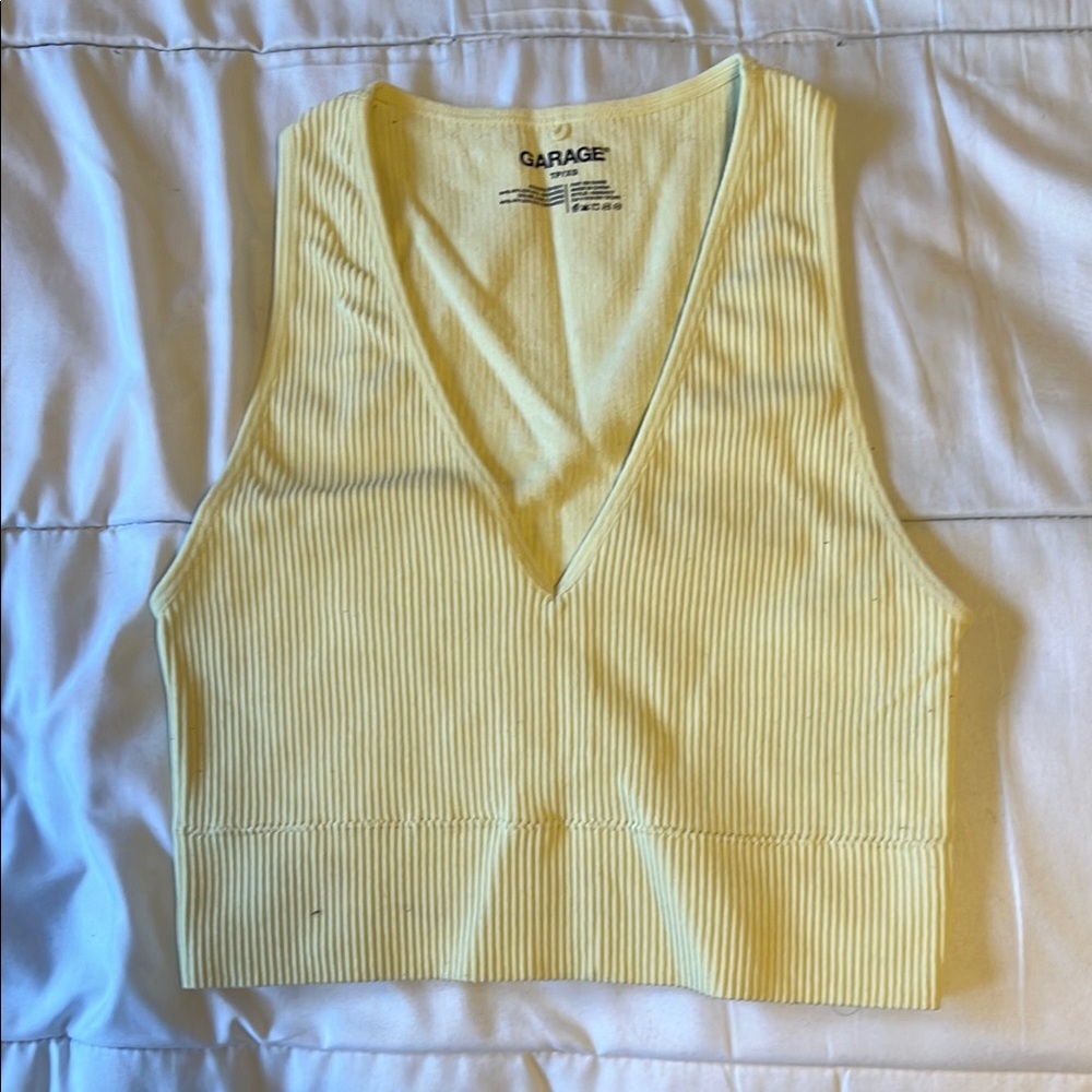 Garage Yellow Ribbed Women's Top